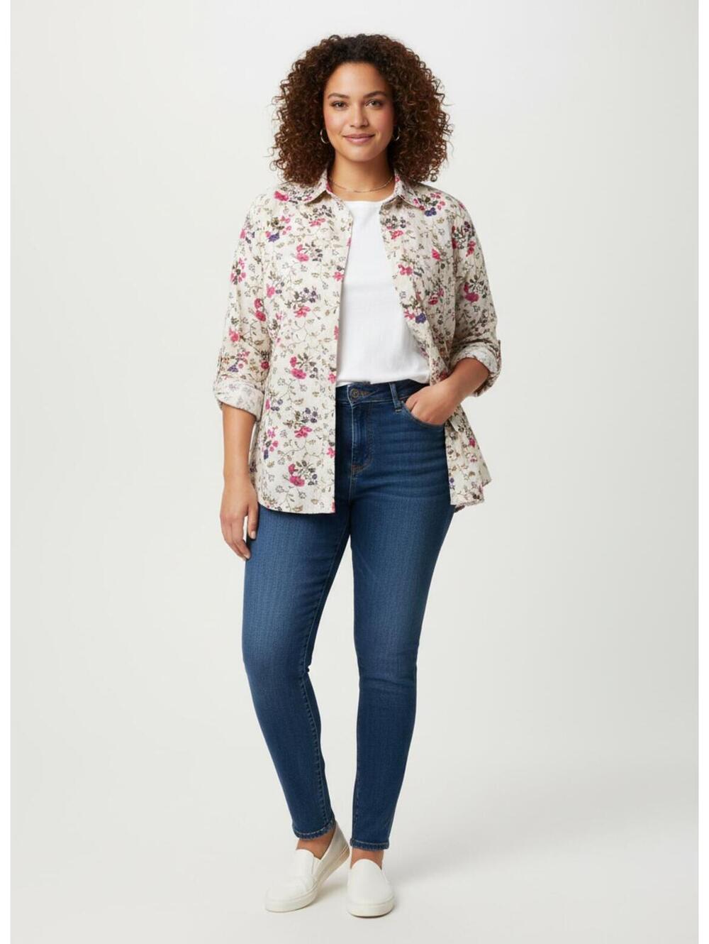 JMS Collection Floral‎ Button-Up Shirt Jacket SX 3X